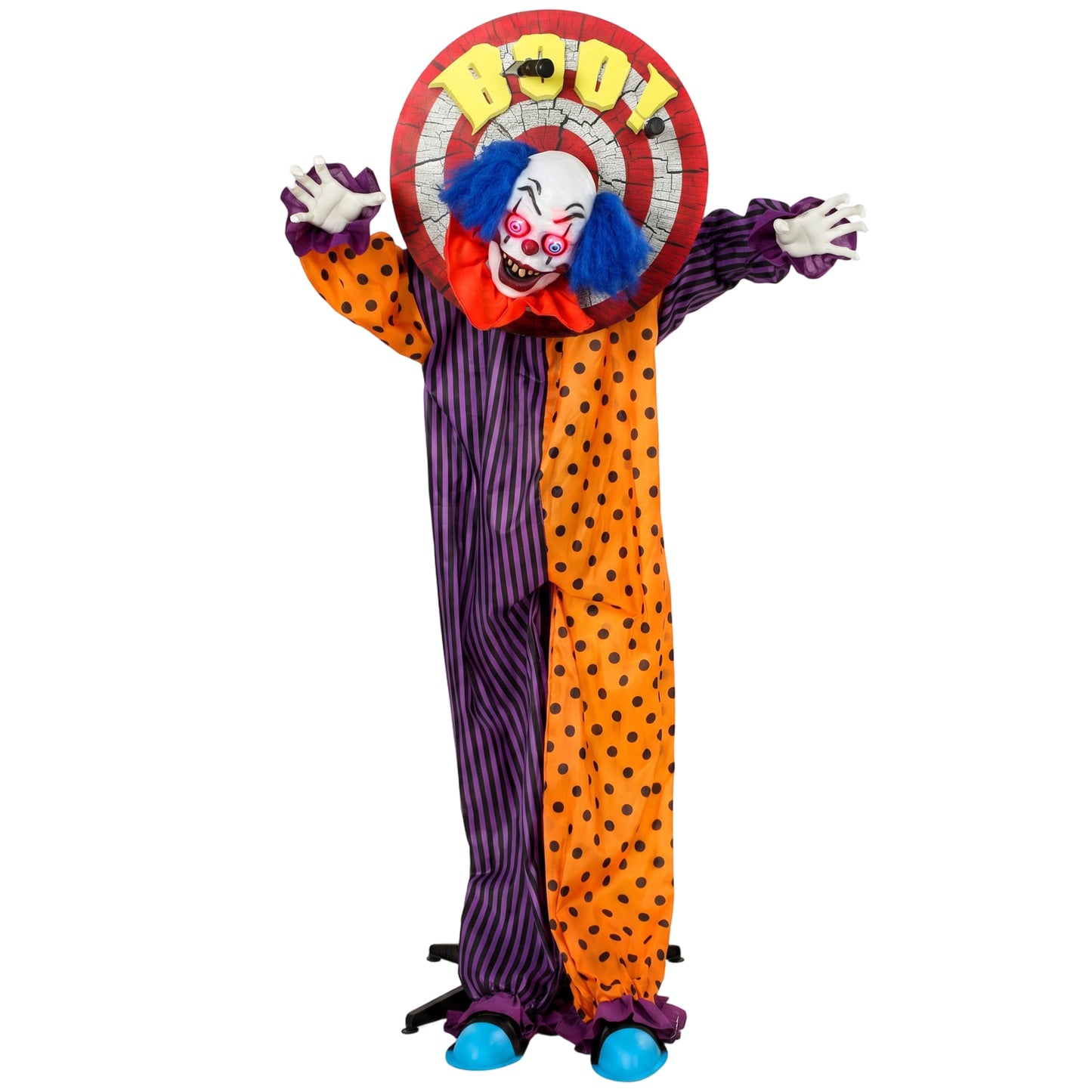 HOMCOM 167 cm Life Size Animated Clown Halloween Decoration, Scary Halloween Animatronics Decor with Sound Touch Activated