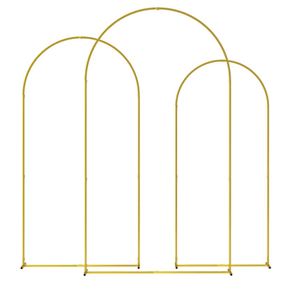 Outsunny Wedding Arch Frame Set, 2.2, 2, 1.8 m Metal Backdrop Stand Set of 3, Balloon Stand Set for Birthday Party, Bridal Shower, Graduation, Ceremony, Banquet Decorations, Gold Tone
