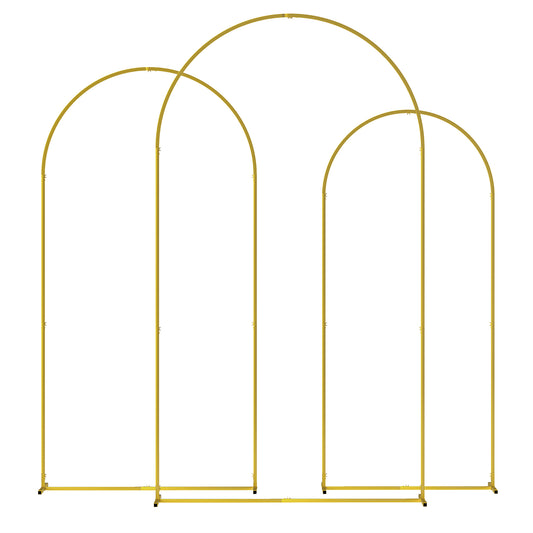Outsunny Wedding Arch Frame Set, 2.2, 2, 1.8 m Metal Backdrop Stand Set of 3, Balloon Stand Set for Birthday Party, Bridal Shower, Graduation, Ceremony, Banquet Decorations, Gold Tone