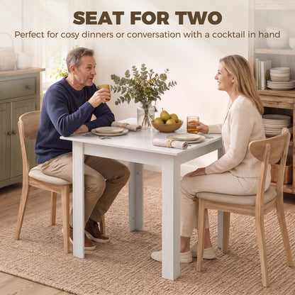 HOMCOM Square Dining Table, Modern Small Dining Table with Wood Effect, Space Saving, Non-slip Foot Pads, White