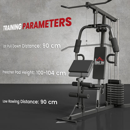 HOMCOM Multi-Exercise Gym Station, with 45kg Weight Stack, for Full Body Workout
