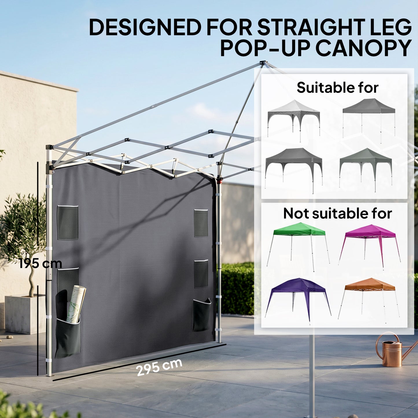 Outsunny 195 x 295cm Replacement Gazebo Sidewall - Grey--ChewyGames-ChewyGames