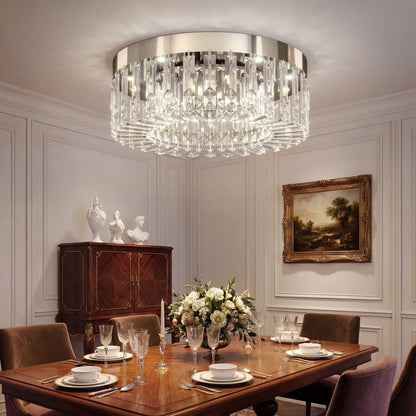 HOMCOM Crystal Chandeliers with 160 Crystal Pendants, 6-Light Ceiling Light for Living Room, Bedroom Dining Room, Silver Tone