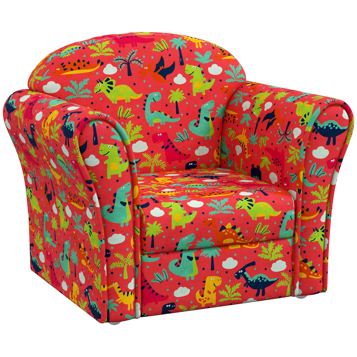 AIYAPLAY Kids Armchair with Dinosaur Design, Wooden Frame, for Bedroom, Playroom, Kids Room - Red--ChewyGames-ChewyGames