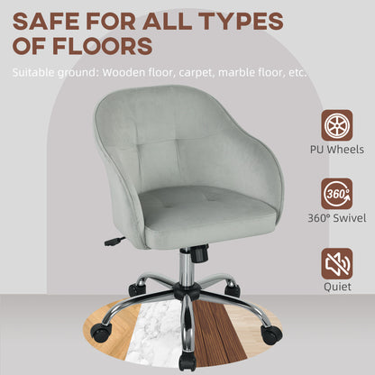 HOMCOM 46-56 cm Velvet-feel Office Chair - Grey