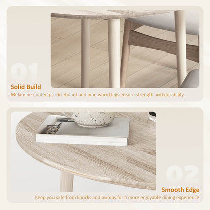 HOMCOM Folding Dining Table for 4, Round Drop Leaf Table, Modern Space Saving Small Kitchen Table with Wood Legs for Dining Room, Natural