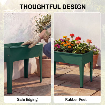 Outsunny Raised Planter, Metal Raised Garden Bed on Legs with Drainage Hole and Foot Covers, Green