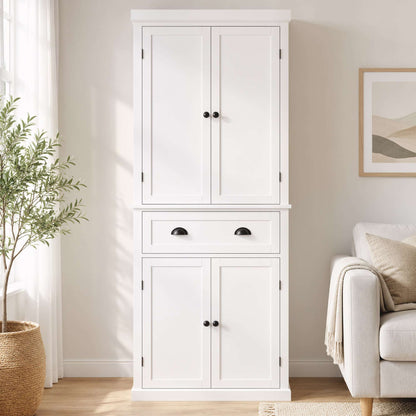 HOMCOM Tall Kitchen Cupboard, 183 cm Freestanding Storage Cabinet with Drawer, 4 Doors and Adjustable Shelves, White