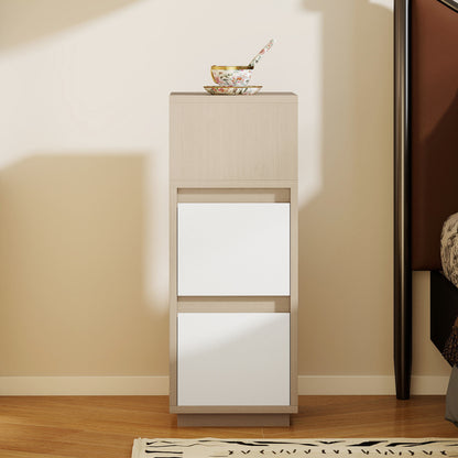 HOMCOM Slim Bedside Table, Narrow Bedside Cabinet with Open Shelf and 2 Drawers for Bedroom, Living Room, Natural Wood Finish