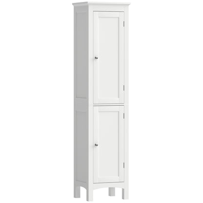 kleankin Tall Bathroom Storage Unit, Slim Bathroom Cabinet with Adjustable Shelves and Double Door, White