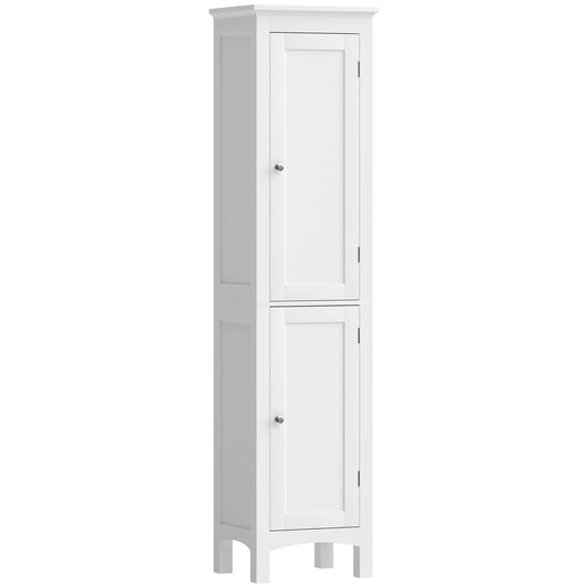 kleankin Tall Bathroom Storage Unit, Slim Bathroom Cabinet with Adjustable Shelves and Double Door, White