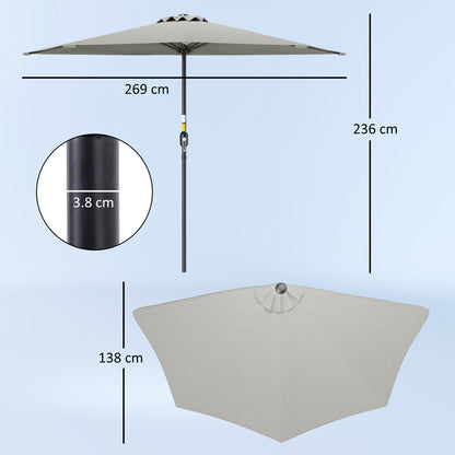 Outsunny Half Round Parasol Umbrella - Light Grey--ChewyGames-ChewyGames