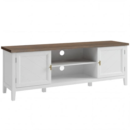 HOMCOM TV Stand for TVs up to 42 Inch, Farmhouse Entertainment Center with 2 Open Shelves, 2 Cabinets and Thick Top