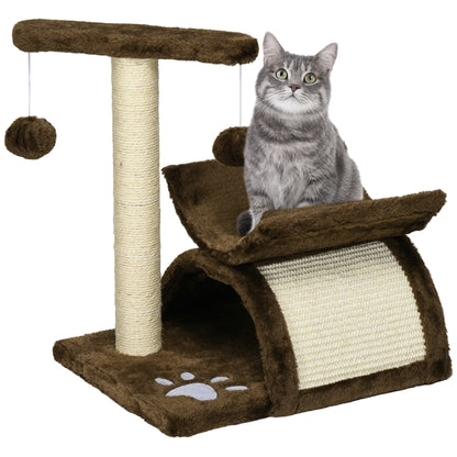 PawHut Cat Tree, Cat Tower for Kittens with Rotatable Top Bar, Sisal Scratching Post, Tunnel, Dangling Balls - Brown--ChewyGames-ChewyGames