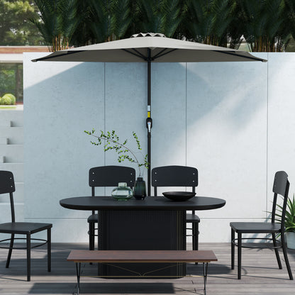 Outsunny Half Round Parasol Umbrella - Light Grey--ChewyGames-ChewyGames