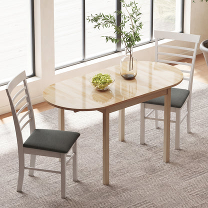 HOMCOM 4-6 Person Wooden Drop-Leaf Table - Natural Finish