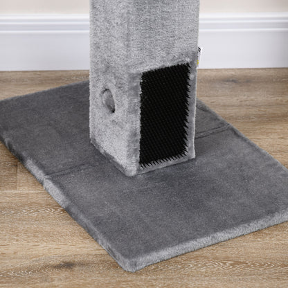 PawHut Cat Tree Scratching Post for Indoor Cats 79cm Jute Scratcher Climber w/ Carpet Base Dangling Toy – Grey