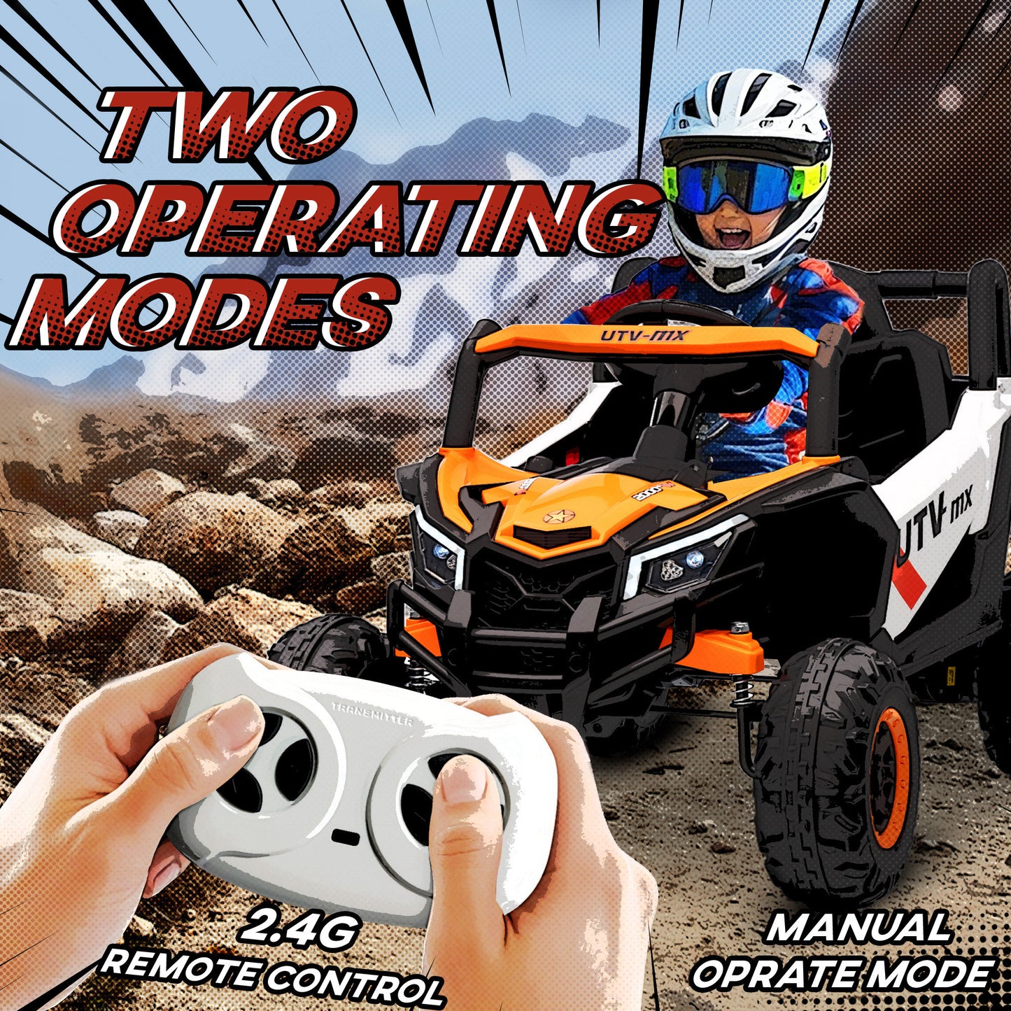 AIYAPLAY 12V Kids Ride On Car with Remote Control, Kids Electric Car with Suspension System, Music, for Ages 3-5 Years, Orange