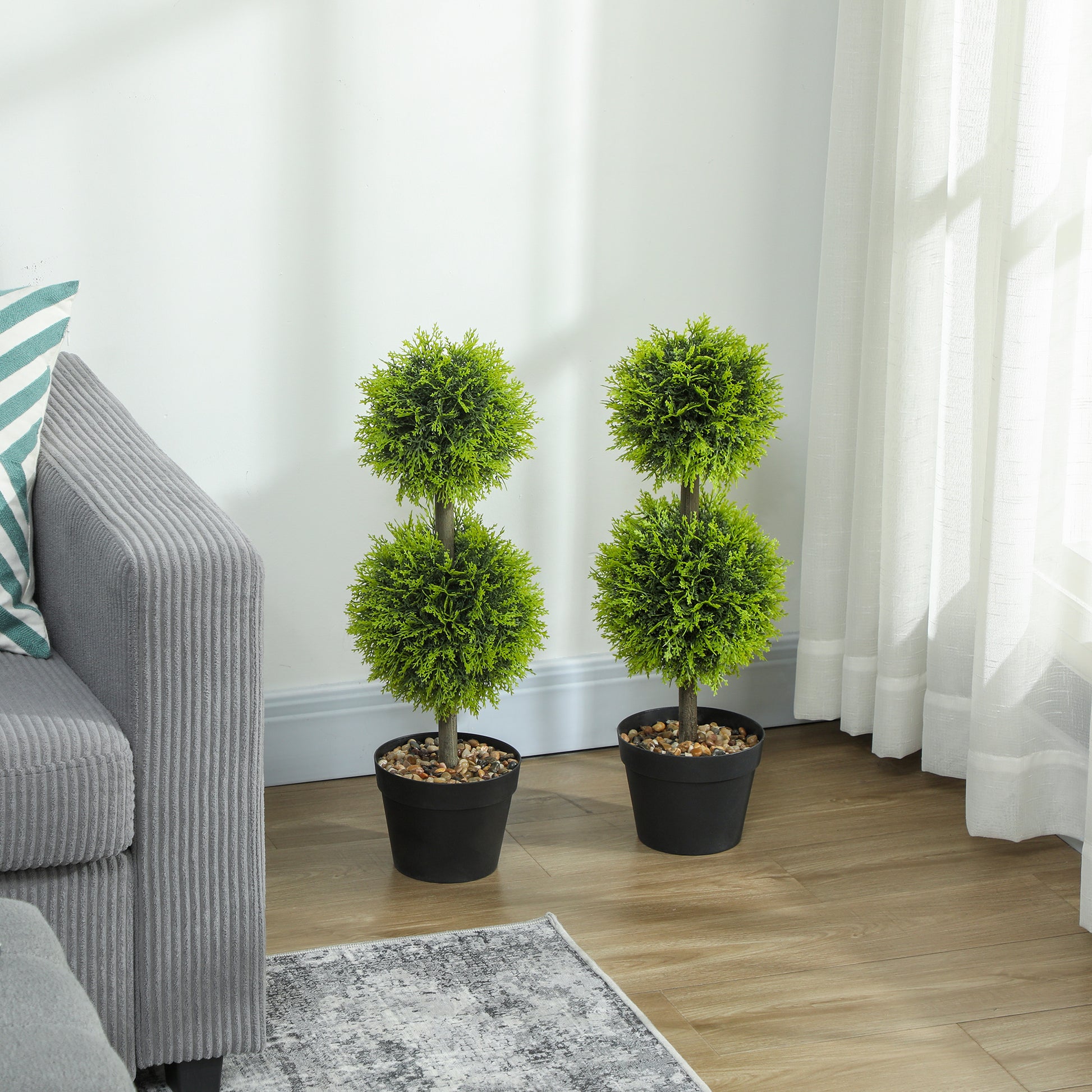 HOMCOM Set of 2 Decorative Artificial Trees, Topiary Ball-shaped Boxwood Trees in Pot, Fake Plants for Home Indoor outdoor Decor, 60cm, 2 Tree Balls--ChewyGames-ChewyGames