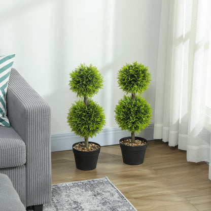HOMCOM Set of 2 Decorative Artificial Trees, Topiary Ball-shaped Boxwood Trees in Pot, Fake Plants for Home Indoor outdoor Decor, 60cm, 2 Tree Balls--ChewyGames-ChewyGames