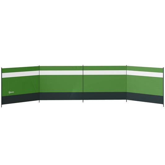 Outsunny Camping Windbreaker with Clear Windows, Carry Bag and Steel Poles, for Beach Caravan Campervan, 725 x 140cm, Army Green