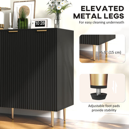 HOMCOM Sideboard Buffet Cabinet, Modern Kitchen Storage Cabinet with 4 Doors and Adjustable Shelves Black--ChewyGames-ChewyGames