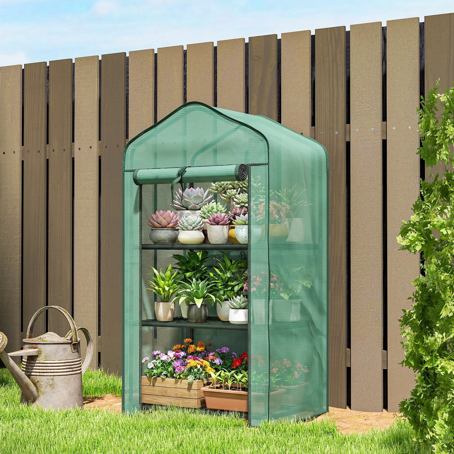 Outsunny Three-Tier Mini Greenhouse - Green