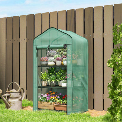 Outsunny Three-Tier Mini Greenhouse - Green