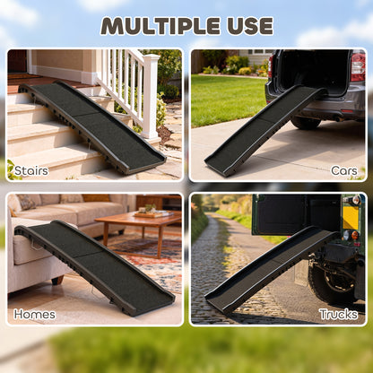 PawHut Foldable Dog Ramp with Frosted Anti-slip Surface, Portable & Lightweight, for Cars, Home, 155 x 38.5 x 15.5 cm