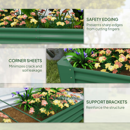 Outsunny 180 x 90cm Galvanised Steel Open Planter - Green