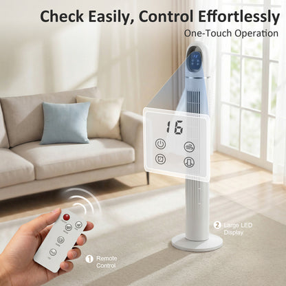 HOMCOM Tower Fan for Bedroom, Standing Floor Fan with Oscillating, 3 Modes, 3 Speeds, 24 Hour Timer, White