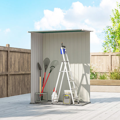 Outsunny 5ft x 3ft Garden Storage Shed, Galvanised Outdoor Metal Shed Waterproof with Sloped Roof, Lockable Door for Patio Tools, Equipment, Green