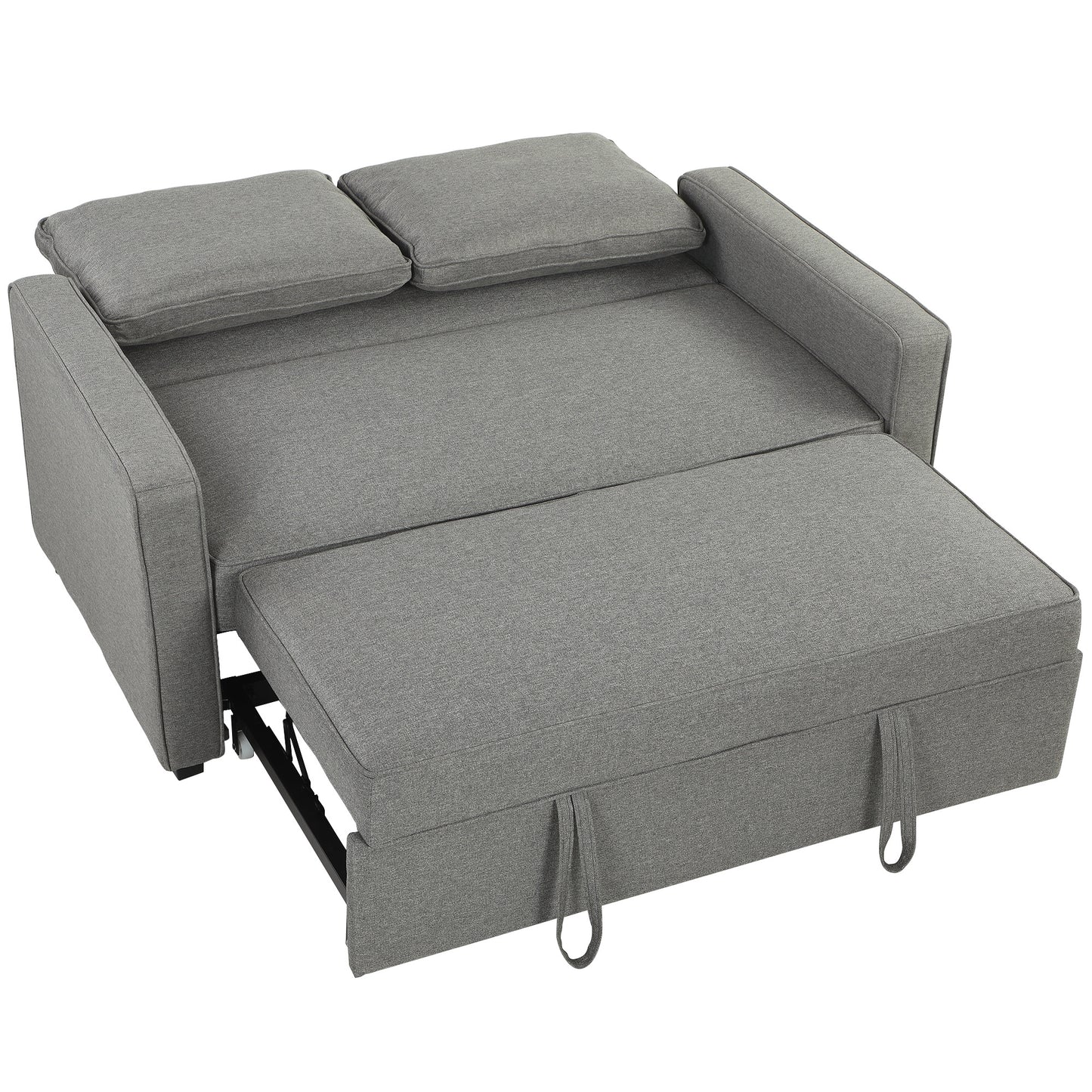 HOMCOM Double Sofa Bed Click Clack Sofa Bed Pull Out Bed with Adjustable Backrest for Living Room and Bedroom Grey