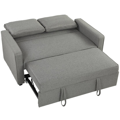 HOMCOM Double Sofa Bed Click Clack Sofa Bed Pull Out Bed with Adjustable Backrest for Living Room and Bedroom Grey