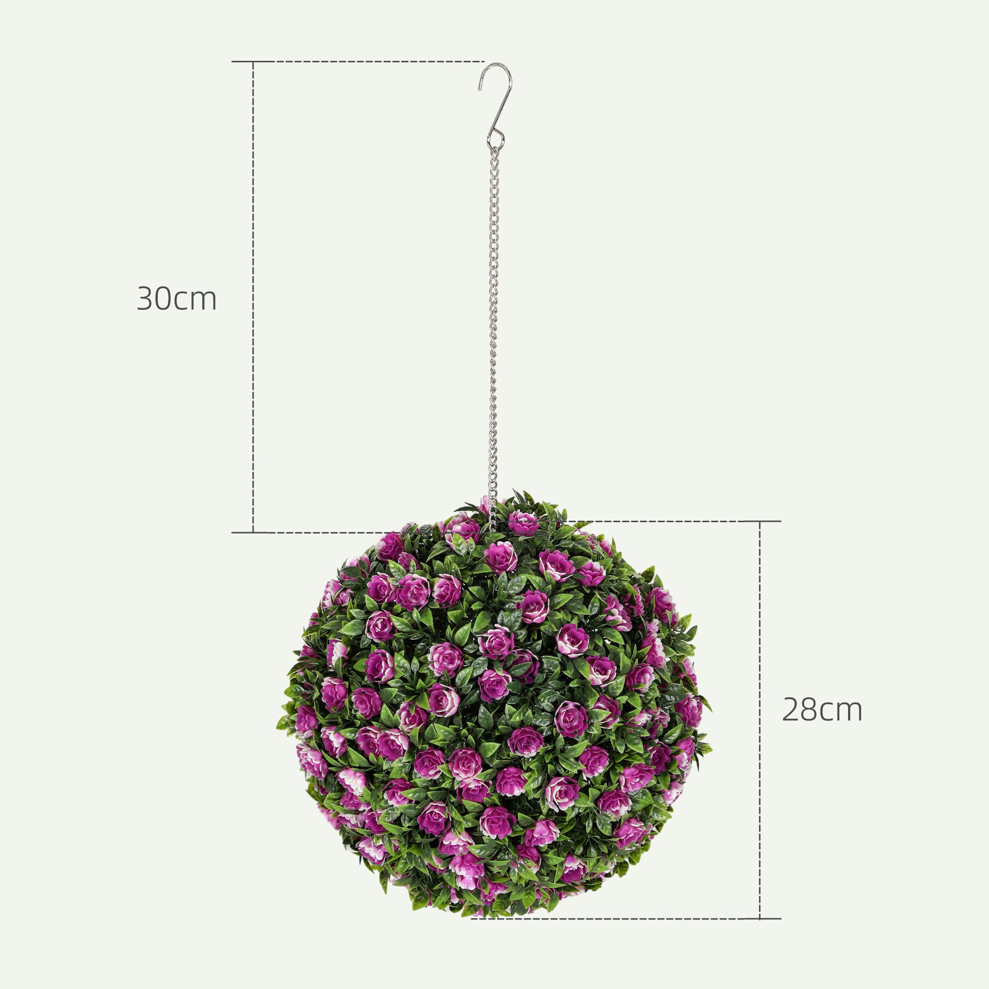 HOMCOM Set of 2 Decorative Artificial Plants, UV-protected Artificial Plant Topiary Rose Balls, Fake Plants for Home Indoor outdoor Decor, 28cm, Purple--ChewyGames-ChewyGames