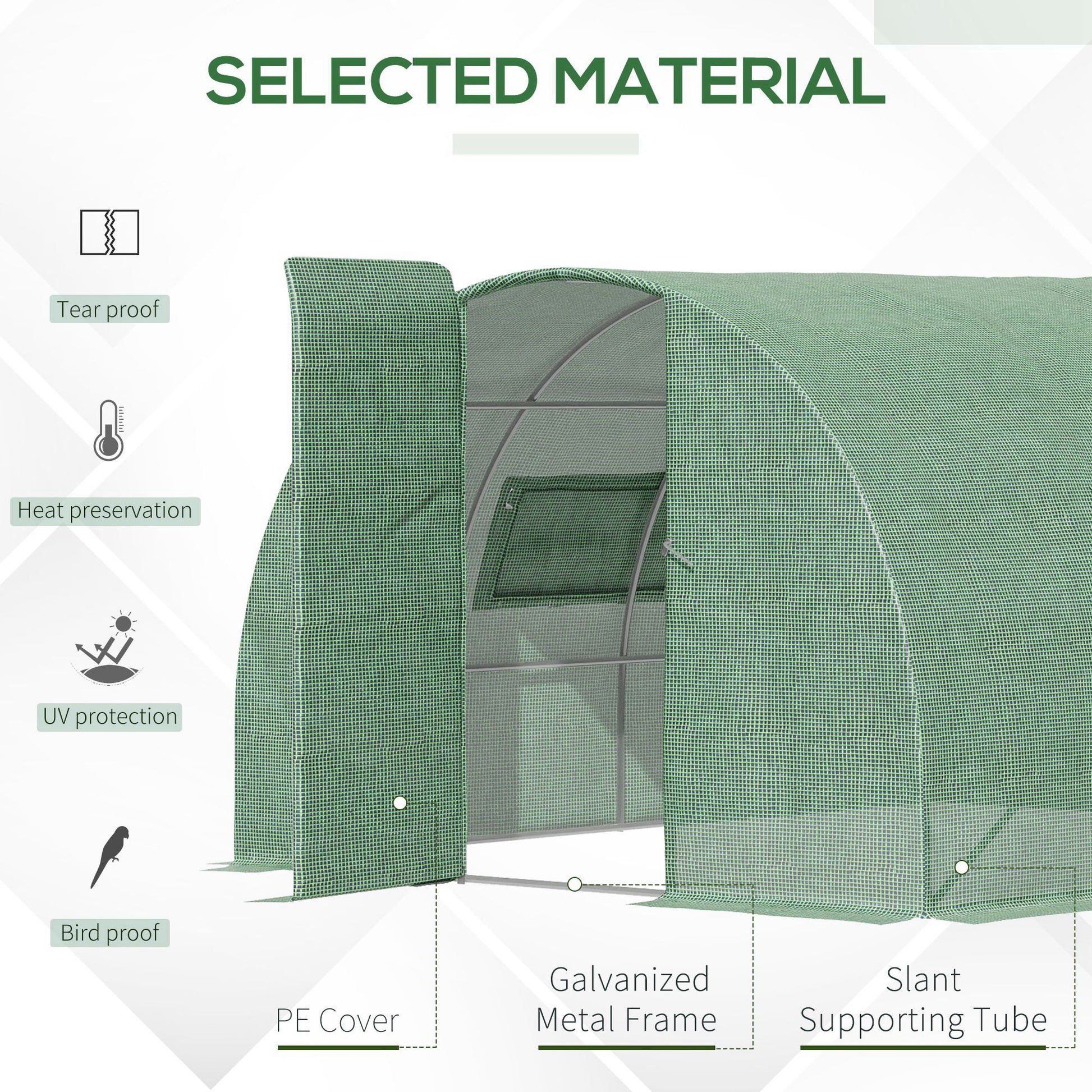 Outsunny Reinforced Walk in Polytunnel Greenhouse, 4x3x2 m--ChewyGames-ChewyGames