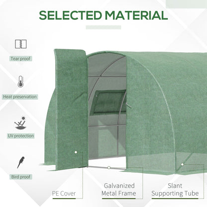Outsunny Reinforced Walk in Polytunnel Greenhouse, 4x3x2 m--ChewyGames-ChewyGames