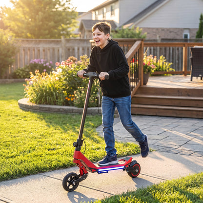 SPORTNOW Electric Scooter for Kids, Foldable E Scooter for Age Age 6+ with LED Display, RGB lights, Up to 16km/h, Red