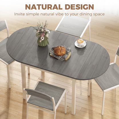 HOMCOM 4-6 Person Wooden Drop-Leaf Table - Grey