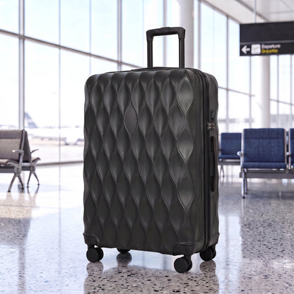HOMCOM 77cm 98L Suitcase, Lightweight ABS Hard Shell Carry On Luggage with TSA Lock, Spinner Wheels, Telescopic Handle, Black