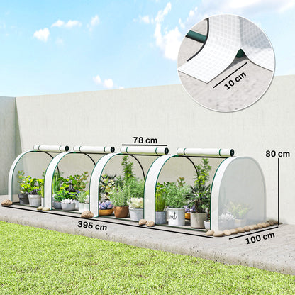 Outsunny 395  x 100 cm Low Tunnel Greenhouse - White