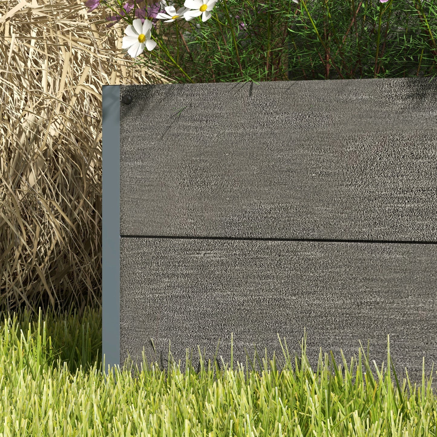 Outsunny 34 x 69.5cm Garden Planter Box, with Back Trellis, Grey
