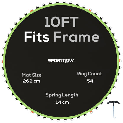 SPORTNOW Trampoline Replacement Mat with Spring Pull Tool, 54 V-Hooks, for 10ft Trampoline using 14cm Springs, Green