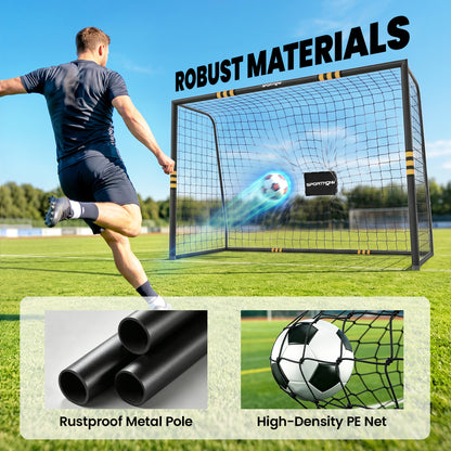 SPORTNOW Football Goal, 10 x 6.5ft Football Net with Ground Stakes, EPE Foam Padding and Metal Frame, Easy Assembly, Yellow