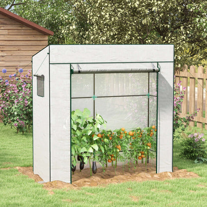 Outsunny PE Cover Walk-in Outdoor Greenhouse, White