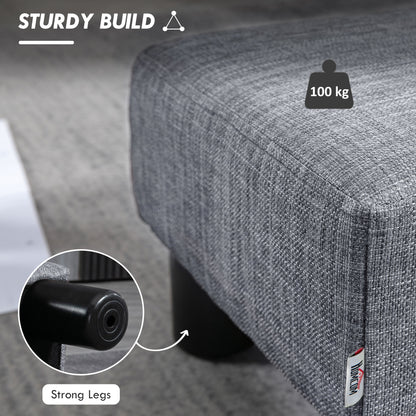 HOMCOM Linen Fabric Footstool Ottoman Cube with 4 Plastic Legs, Grey--ChewyGames-ChewyGames