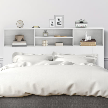 HOMCOM King-Size Headboard with Storage, Freestanding Bed Headboard with 4 Open Compartments for Bedroom, White