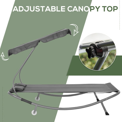 Outsunny Double Sun Lounger with Adjustable Detachable Canopy, Portable Garden Daybed for 2 with Wheels, Outdoor Sunbed Hammock with 2 Pillows, 220 KG Max. Load, Grey--ChewyGames-ChewyGames