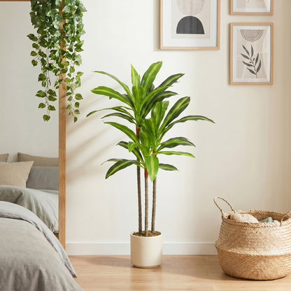 HOMCOM 90cm Lifelike Fake Tree, Artificial Dracaena Tree with Bendable Trunks, Green