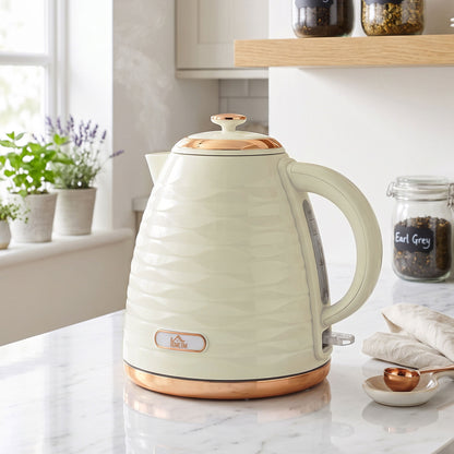 HOMCOM 3kW Rapid Boil Honeycomb Kettle - Cream White